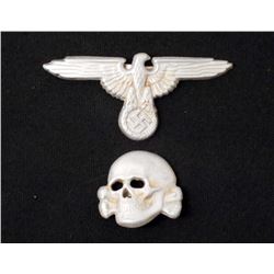 PAIR OF NAZI GERMAN SS HAT BADGES