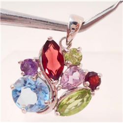 STERLING SILVER TOPAZ, AMETHYST, GARNET PENDANT