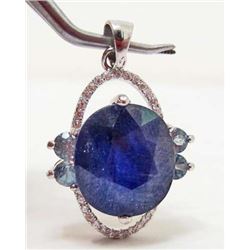 STERLING SILVER BLUE SAPPHIRE TOPAZ PENDANT