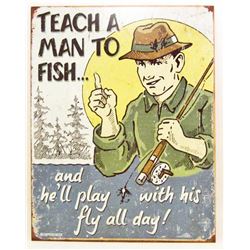 FISHING FUNNY  METAL SIGN APPROX. 16" X 13"