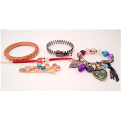 LOT OF 5 ASSORTED COSTUME JEWELRY BRACELETS