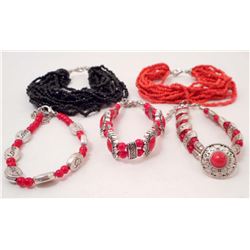 LOT OF 5 BEADED BRACELETS