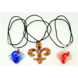 LOT OF 3 MURANO GLASS PENDANT NECKLACE