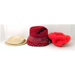 LOT OF 3 VINTAGE LADIES HATS
