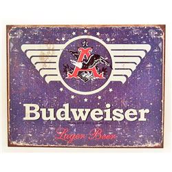 BUDWEISER METAL SIGN APPROX. 16" X 13"