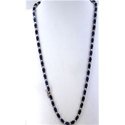 Cabochon Blue Sapphire w/ Dia Necklace