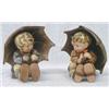 Image 1 : HUMMEL PORCELAIN "UMBRELLA BOY" AND "UMBRELLA GIRL", German. Model No. 152/A and 152B/. Stylize...