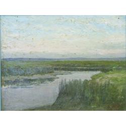 HENRY HAMMOND AHL (American. 1869-1953), "Off Plum Island-Newbury, Mass." Signed Henry H. Ahl a...