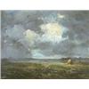 Image 1 : HENRY HAMMOND AHL (American. 1869-1953), "Haystack Under Stormy Skies". Signed Ahl l/r., Oil...