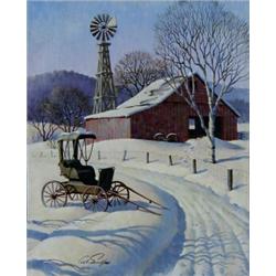 ARTHUR SARNOFF (American. Born 1912), "Winter Solitude". Signed Arthur Sarnoff l/l. Also signed...
