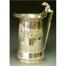SUPERB CLASSICAL STYLE STERLING SILVER PITCHER, American. Circa 1865. Maker: Gorham. The body c...