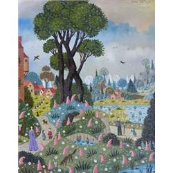 ALAIN THOMAS (French. 20th Century), "Paysage Printanier Aux Trois Chemins". Signed Alain Thoma...