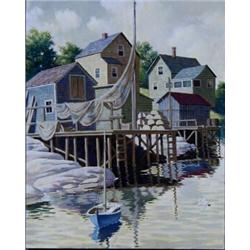 ARTHUR SARNOFF (American. Born 1912), "Main Harbor". Signed Arthur Sarnoff l/r. Also signed and...