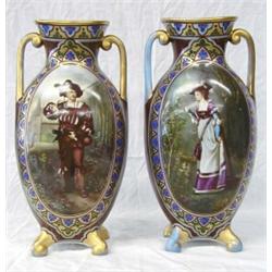 GOOD PAIR OF CONTINENTAL PORCELAIN VASES, European. Late 19th Century. Painted by Gilland. Sign...