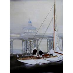 DOMI GUILLEMARD (French. 20th Century), ""As the Fog Rolls In". Signed Guillemard l/l., Oil o...