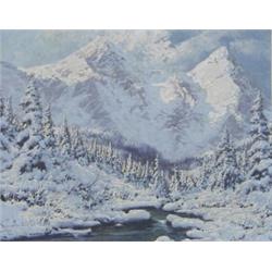 LASZLO NEOGRADY (Hungarian. 1896-1962), "Mountain Landscape in Winter". Signed Neogrady Laszlo...