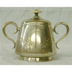 RUSSIAN SILVER SUGAR BOWL, Moscow. 1891-1896. .84 Standard. Maker: M.P. Bykov. The hinged cover...