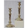 Image 1 : ASSEMBLED PAIR OF GEORGE IV STERLING SILVER CANDLESTICKS, English. Sheffield. 1822 and 1824. Ma...