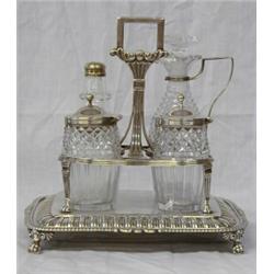 GEORGE III STERLING SILVER CRUET SET, English. London. 1810. Maker: R.H. Probably Robert Hennel...