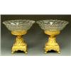 Image 1 : VERY FINE PAIR OF EMPIRE ORMOLU AND BACCARAT GLASS TAZZAS, French. Circa 1800. Each paneled bow...