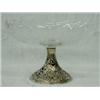 Image 1 : CONTINENTAL SILVER AND ENGRAVED GLASS FRUIT STAND, German. Circa 1900. .800 Fine. The oval bowl...