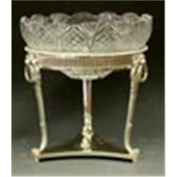 VERY FINE GEORGE III STERLING SILVER AND CUT GLASS CENTERPIECE, English. Birmingham. 1817. Make...