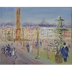 JEAN DUFY (French. 1888-1964), "Paris La Place De La Concorde". Signed J. Dufy l/l., Watercol...