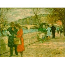 FRANCOIS GALL (French. 1912-1987), "Sur Les Quais". Signed F. Gall l/r. Also signed and titled...