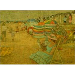 FRANCOIS GALL (French. 1912-1987), "La Plage A Cabourg". Signed F. Gall l/r. Also titled on the...
