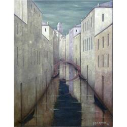 JEAN PIERRE CAPRON (French. 1921-1997), "Venise". Signed J.P. Capron and dated 74 l/r., Oil o...