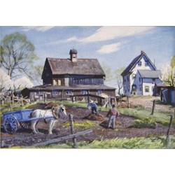 AIDEN LASSELL RIPLEY (American. 1896-1969), "Two Farm Workers'. Signed A. Lassell (D.R.) and st...