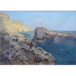 FELICE GIORDANO (Italian. 1880-1964), "Rocky Coast Line". Signed Giordano Felice l/r., Oil on...