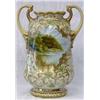 Image 1 : FINE NIPPON PORCELAIN VASE, Japanese. 1891-1921. Green maple leaf mark. Painted with two river...