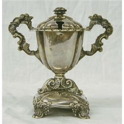 GOOD CONTINENTAL SILVER MUSTARD JAR, French. 19th Century. .950 Fine. Maker: Durand. The urn sh...