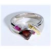 Image 1 : Sterling Silver .925 Garnet W/ Ruby Ring Two Toned