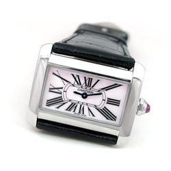 Lady's Cartier Stainless Steel Tank Divan Watch. Pink MOP Roman Numeral Dial. Stainless Steel Bezel.