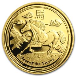 2014 1/10 oz Proof Gold Lunar Year of the Horse (SII)