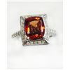 Image 1 : MALAYA Garnet 3.79CT,  14K W/G RING 6.69GRAM / DIAMOND RD 0.71CT