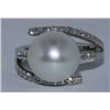 South Sea White Pearl &  0.44 ctw  Diamond Ring 14KW