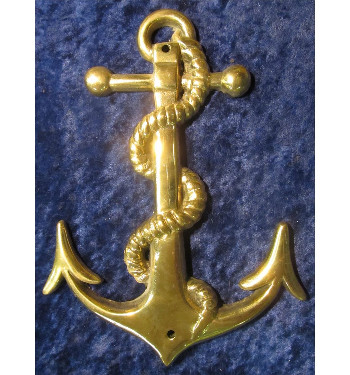 353. Solid Brass Navy Anchor with Rope. 8" x 5 1/2"