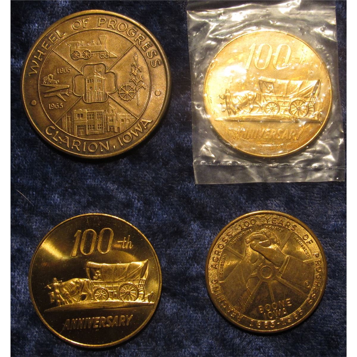 605. 18651965 Clarion, Iowa Centennial Brass BU Medal; 18721972