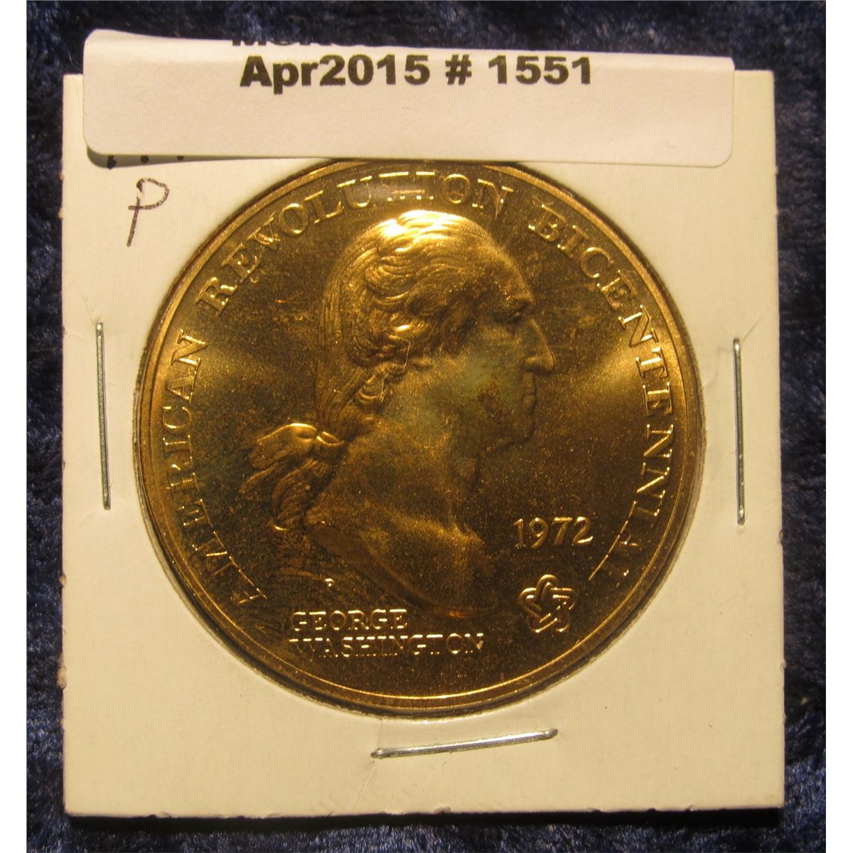 1551 1972 American Revolution Bicentennial Gold plated Medallion Near 1551-1972-american-revolution-bicentennial-gold-plated-medallion-near