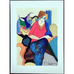 Itzchak Tarkay Signed Ltd Ed Art Print Waiting