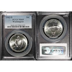 1982-D Commemorative Washington 50C MS-69 PCGS