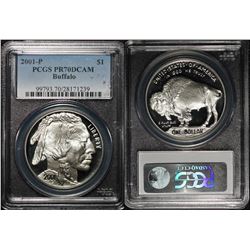 2001-P Buffalo Commemorative Silver Dollar $1 PCGS PR 70 Deep Cameo Proof