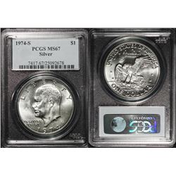 1974-S $1 Eisenhower Silver Dollar PCGS MS-67