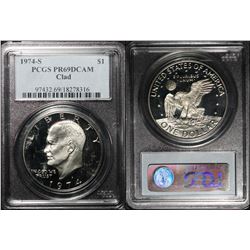 1974-S $1 Eisenhower Copper-nickel clad PCGS PR-69 DCAM
