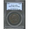 Image 1 : 1793 1/2P Washington Ship Halfpenny, Copper, Lettered Edge AU58 PCGS. Baker-18, R.3. Apparently an e