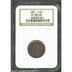 1855 1/2 C PR64 Brown NGC. B-1, C-1, the only known dies, R.5. The existence of only one die marriag