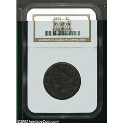 1824 1C MS62 Brown NGC. N-4, High R.2. The centers and the reverse legend are bold, while the stars.